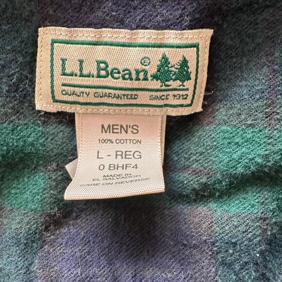 L.L. Bean Men's Plaid Flannel Button Down Shirt Shacket Green Navy Size Large - Picture 8 of 8